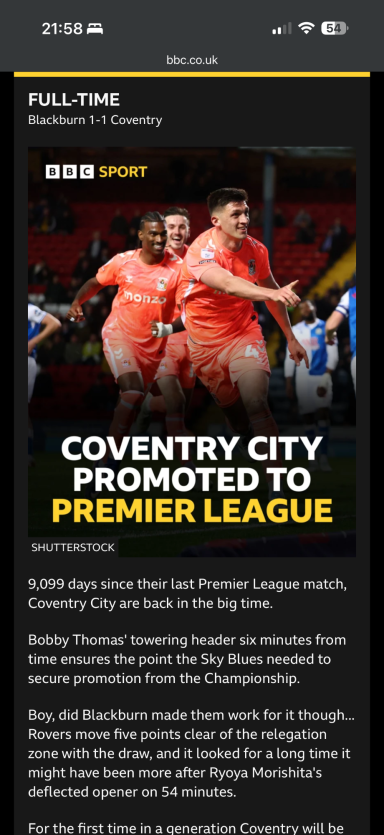 Coventry City Promoted